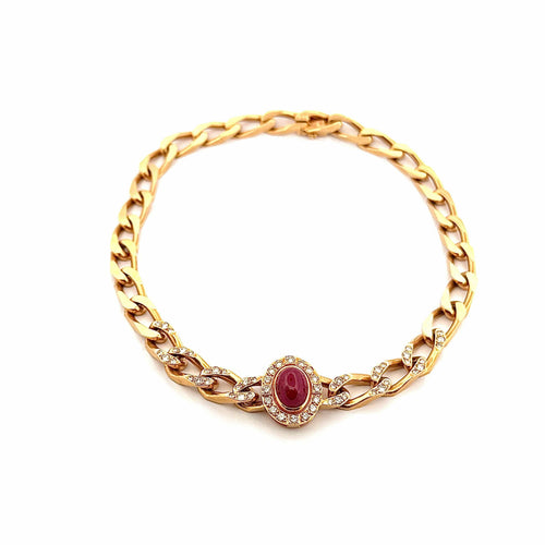 Collier Collier ras du cou Cartier en or 18 carats et diamants , rubis cabochon 58 Facettes