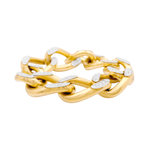 Bracelet Bracelet gourmette vintage or rose, or blanc, diamants. 58 Facettes 34623