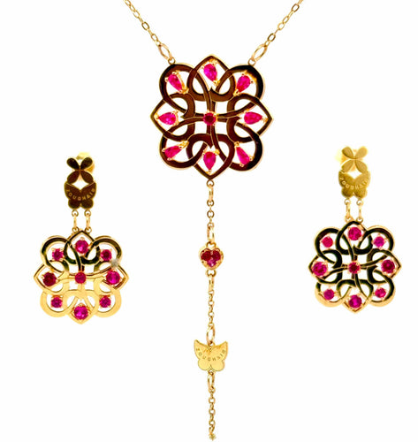 Boucles d'oreilles Collier et Boucles d’oreilles en or jaune 18 carats 58 Facettes
