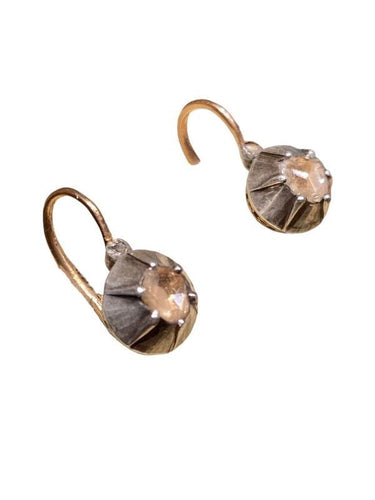 Boucles d'oreilles Paire de dormeuses, en or rose 18k et argent 58 Facettes
