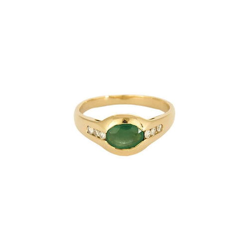 Bague 50,5 Bague en or jaune, émeraude et diamants 58 Facettes COMP0989