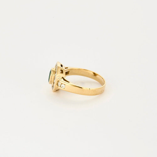Bague 49.5 Bague vintage en or jaune 18K, diamants et émeraude. 58 Facettes