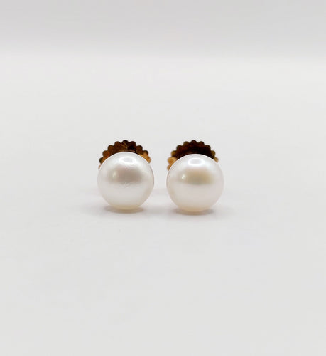 Boucles d'oreilles Puces d'oreilles or rose, perle de culture (circa 1900) 58 Facettes A05944