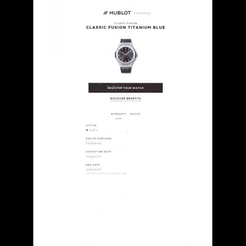 Montre Hublot Montre Classic Fusion Titanium 58 Facettes MT39696