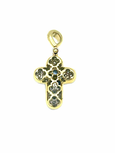Pendentif Pendentif Croix 2 Ors 18K Saphir et Diamants 58 Facettes