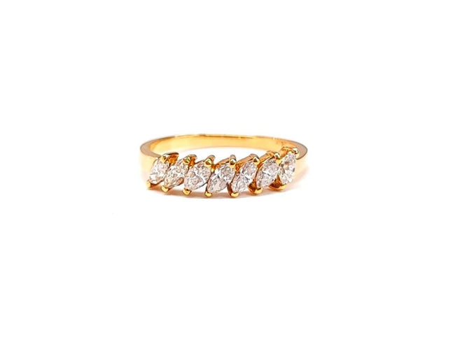 Bague 54 Demi alliance diamants navettes 58 Facettes All.Demi-Nav.