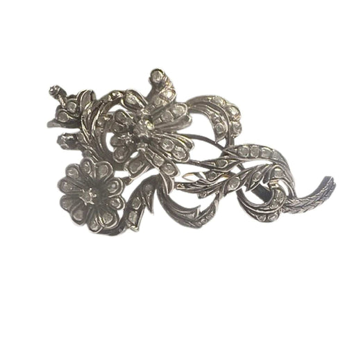 Broche BROCHE ANCIENNE DU DÉBUT DU XXE SIÈCLE EN OR 18 KT ET ARGENT AVEC DIAMANTS 58 Facettes Q189B