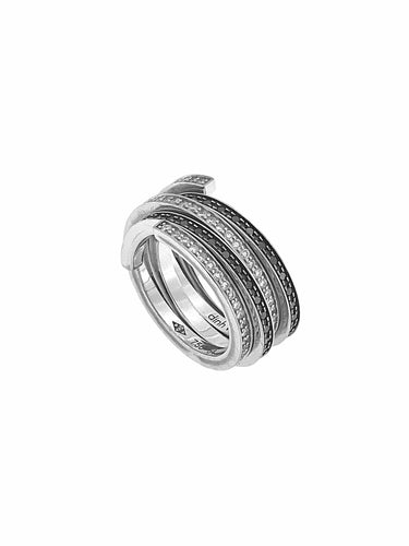 Bague 51 DINH VAN - Deux bagues "spirales" or blanc diamants 58 Facettes