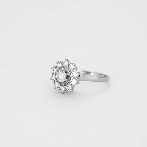 Bague 54 Bague platine et or gris avec diamants 58 Facettes GU65