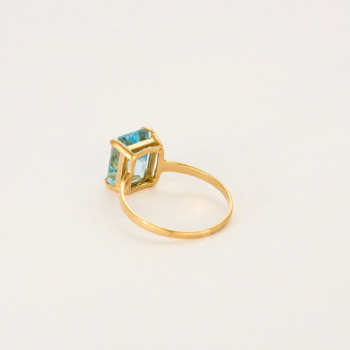 Bague 58 Bague en or jaune sertie d'une aigue-marine 58 Facettes LP1275/BET