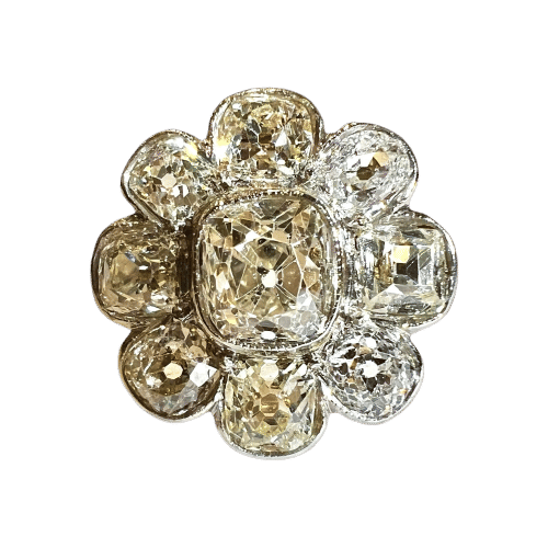 Bague 52 Bague Diamants taille coussin taille ancienne 3,40 carats, or 18 carat , Époque XIXe siècle 58 Facettes 7344 A