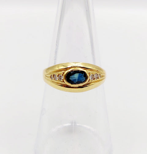 Bague 53 Bague jonc vintage or jaune, saphir et diamants 58 Facettes A06062