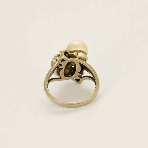 Bague 48,5 Bague Toi&Moi en or blanc, perles de cultures et diamants 58 Facettes VAN0475
