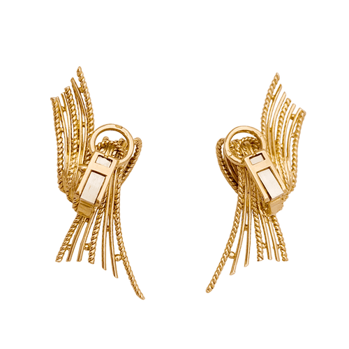 Boucles d'oreilles Boucles d'oreilles vintage or jaune texturé. 58 Facettes 34700