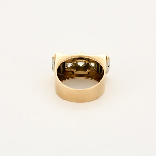 Bague 55 Bague Tank or rose et platine, diamants 58 Facettes B250290