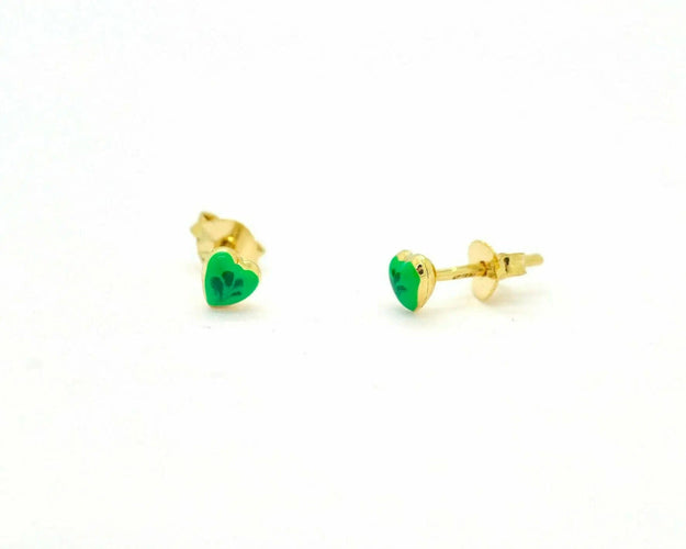 Boucles d'oreilles Boucles d'oreilles en forme de cœur en or jaune et émail 58 Facettes 10328