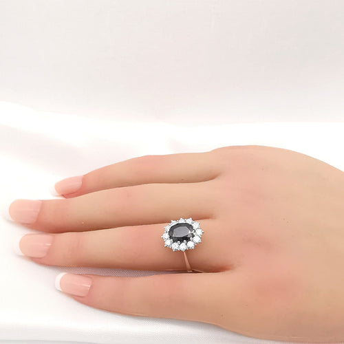 Bague 54 Bague marguerite or blanc saphir et diamants 58 Facettes