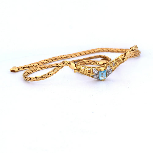 Collier Collier en or jaune - aigue-marine et diamants 58 Facettes