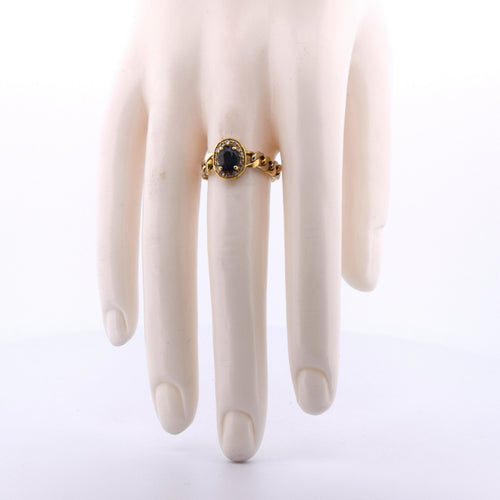Bague 58 Années 1960 - BAGUE EN OR 18 KT - SAPHIR ET DIAMANTS 58 Facettes