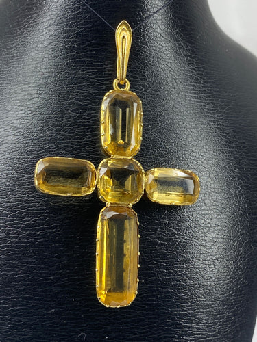 Pendentif Pendentif Croix en or, citrines 58 Facettes AB36