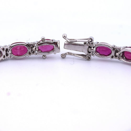 Bracelet Bracelet Tennis - Or Blanc - Rubis et Diamants 58 Facettes