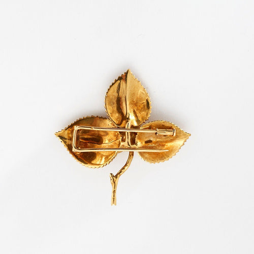 Broche HERMES - Clip or jaune feuille de noisetier 58 Facettes AB40