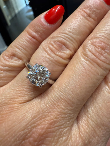 Solitaire Or blanc - Diamant  2,78 carats - Couleur E-VS1 - CERTIFIÉ HRD