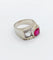 Bague 47 Bague chevalière art deco or blanc 18k et platine ornée d'un diamant taille rose et d'un rubis synthétique 58 Facettes A04973