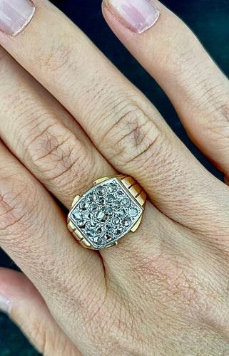 Bague 58 Bague modèle Tank d'époque 1940/50 deux ors diamants 58 Facettes