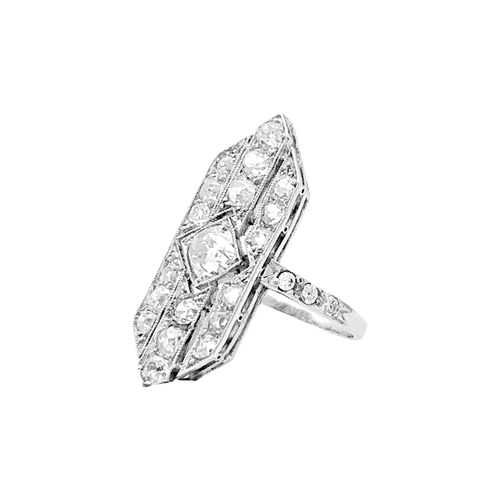 Bague 51 Bague Art Déco, platine et diamants. 58 Facettes 34491
