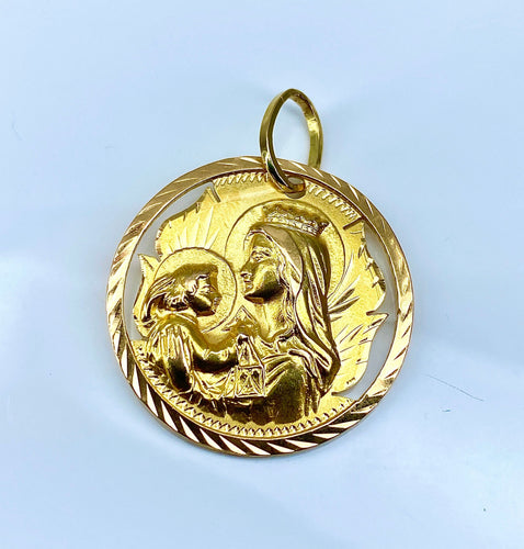 Pendentif Médaille du scapulaire en or jaune 18 carats ( recto verso ) 58 Facettes AB491