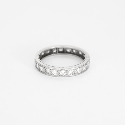 Bague 53 Alliance Américaine or blanc et diamants 58 Facettes GU198