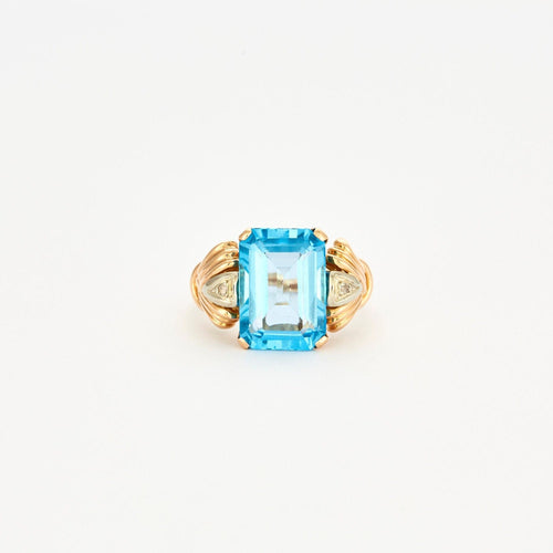Bague Bague Cocktail en or rose ornée d'une Topaze et de 2 diamants 58 Facettes