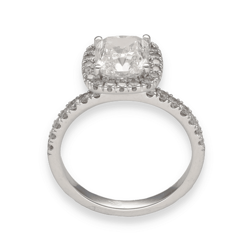 Solitaire or 14k diamant coussin 1,80 ct GIA + 0,35 ct - Taille 50