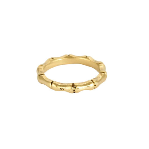 Bague 47 Alliance en or jaune à motif de bambou 58 Facettes SMA0260