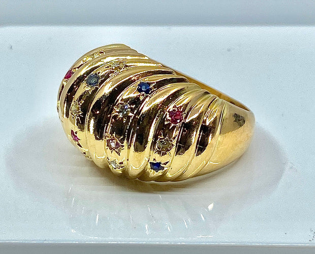 Bague Bague en or jaune 18 carats et pierres précieuses 58 Facettes AB327