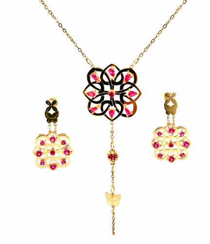Boucles d'oreilles Collier et Boucles d’oreilles en or jaune 18 carats 58 Facettes