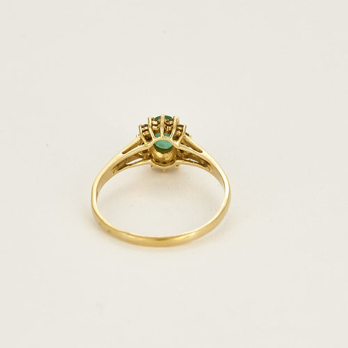 Bague 64 Bague marguerite en or jaune, émeraude et diamants 58 Facettes AUX1288X2