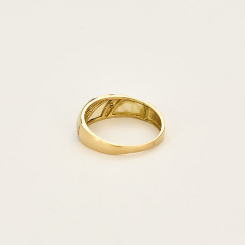 Bague 56 Bague jonc en or jaune, or gris et nacre 58 Facettes SAI0556