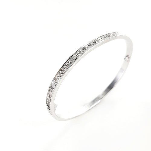 Bracelet CARTIER - Bracelet love or blanc pavé diamants 58 Facettes