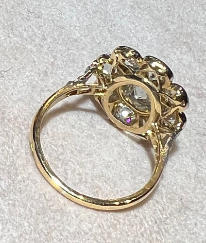 Bague 52 Bague Diamants taille coussin taille ancienne 3,40 carats, or 18 carat , Époque XIXe siècle 58 Facettes 7344 A