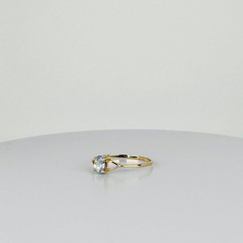 Bague 59.5 Bague en or jaune avec aigue-marine ovale 58 Facettes 2508022