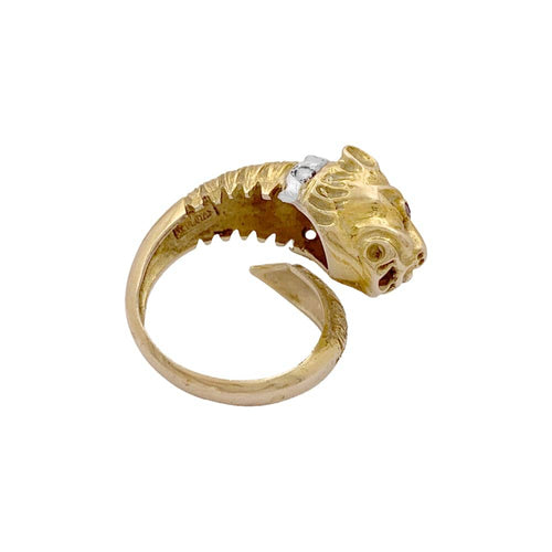 Bague 55 Bague Zolotas, « Tête de Lion » deux ors, diamants et rubis. 58 Facettes 34910