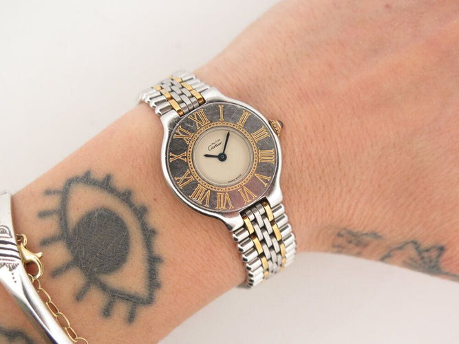 Montre vintage montre must de CARTIER 21 1340 28 mm quartz classique acier 58 Facettes 266762