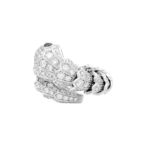 Bague 53 Bague BULGARI "Serpenti", en or blanc, diamants et émeraudes. 58 Facettes 34622