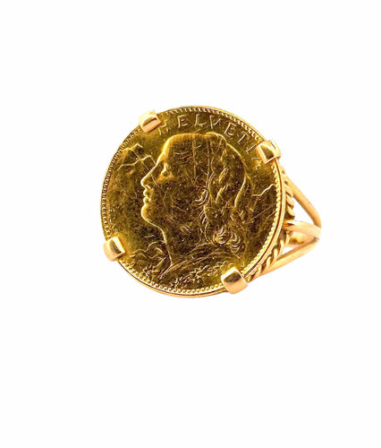 Bague 53 Bague pièce de 10 francs Suisse Helvetia 1922 58 Facettes