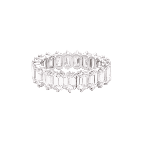 Bague 55 Alliance or blanc, diamants taille émeraude. 58 Facettes 34381