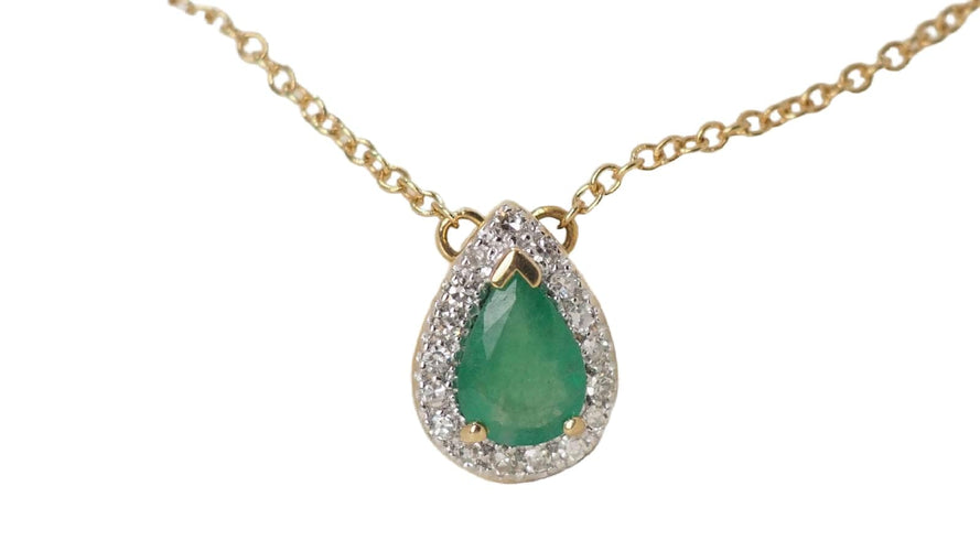 Collier Collier pendentif en or jaune, émeraude et diamants 58 Facettes 31962