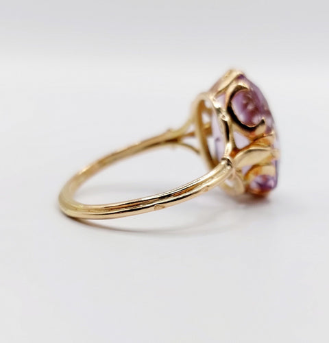 Bague 60 Bague cocktail or rose améthyste (circa 1900) 58 Facettes A05941