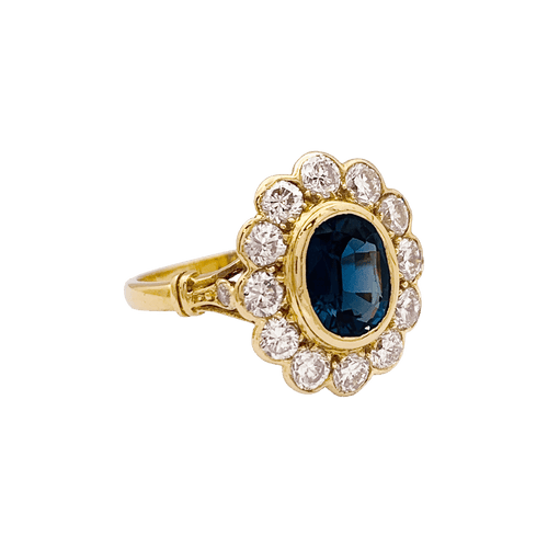Bague 55 Bague Pompadour or jaune et blanc, saphir, diamants. 58 Facettes 34353
